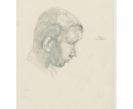 Jettmar, Rudolf: (1869 Zawodzie/Polen - Wien 1939). Portrait en profil eines unbekannten Mannes. Verso ein Portrait im Dreivi