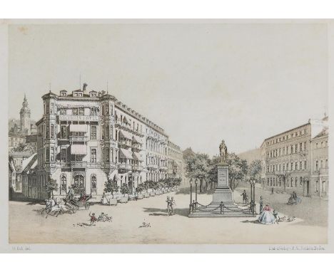 Baden-Baden.: Grossherzog Leopolds Monument, Enthüllt am 20ten Sept. 1861. Kolor. Lithographie mit Tonplatte n. St.Kah bei F.
