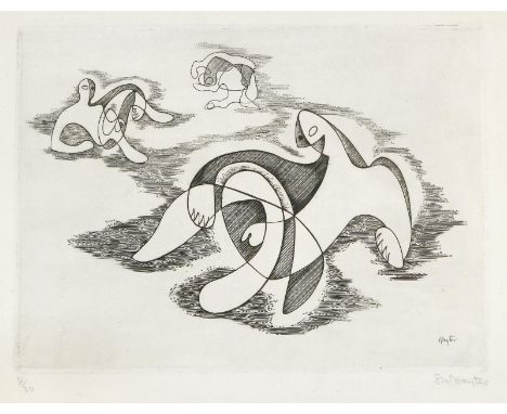 Hayter, Stanley William: (1901 Lodon - Paris 1988). Arena. Radierung auf Bütten 1933. Plgr. ca. 22 x 29,5, Blgr. 30,8 x 41 cm