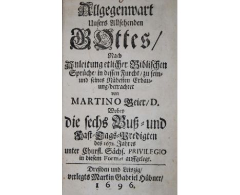 Geier,M.: Allgegenwart unsers allsehenden Gottes... wobey die sechs Buß- und Fast-Tags-Predigten des 1672. Jahres... auffgele