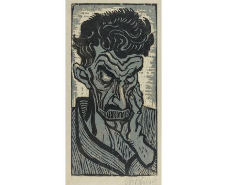 Pankok, Otto: (1893 Saarn bei Mühlheim/Ruhr - Wesel 1966). Ramon. Farbholzschnitt (Schwarz u. Blau) 1947. 30,4 x 15 cm. Blgr.
