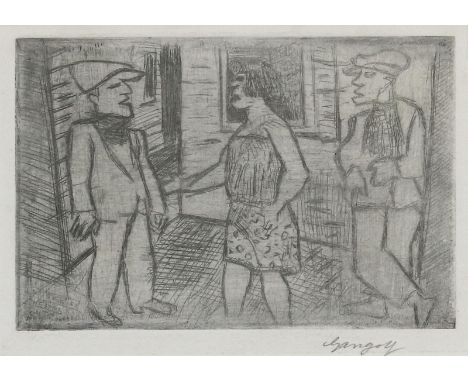 Gangolf, Paul (eig. Paul Loewy,: 1879 Königsberg - Esterwegen 1939). Les Louches. Kaltnadelradierung. 10 x 14,8, Blgr. 32,5 x