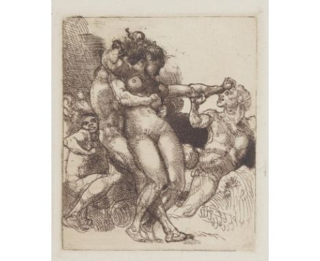 Jettmar, Rudolf: (1869 Zawodzie/Polen - Wien 1939). Überfall auf ein Weib. Radierung, 1909. Plgr. 8,9 x 7,4 cm, Blgr. 24 x 17