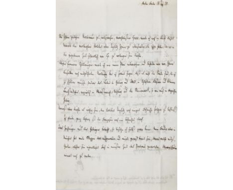 Chezy, Wilhelm Theodor von,: Schriftsteller (1806-1865). Eh. Brief mit Unterschrift, dat. Baden-Baden, 11.Viii.1838. 8°. 2 Bl