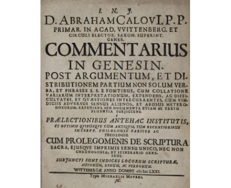 Calov(ius),A.: Commentarius in Genesin, post argumentum, et distributionem partium non solum verba,... Wittenberg, Meyer 1671