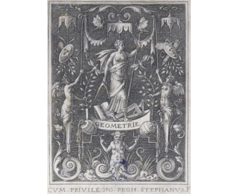 Delaune, Étienne gen. Stephanus: (1518/19 Mailand - Paris 1583). Allegorie der Geometrie. Eisenradierung. 7 x 5,5 cm. Verso S