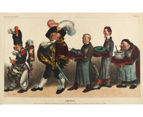 Daumier, Honoré: (1808-1879). Cortège du commandant Général du Apothicaires... Bl. 299,300 aus La Caricature Nr. 143. Dplblgr