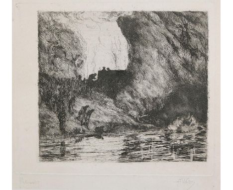 Welti, Albert: (1862 Zürich - Bern 1612). Der Krieg. Kaltnadelradierung auf Japanbütten 1888. Plgr. 28,5 x 28,8, Blgr. 74 x 5