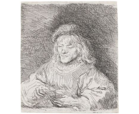 Rembrandt van Rijn, Harmensz: (1606 Leiden - Amsterdam 1669). Der Kartenspieler. Radierung auf feinem Bütten, 1641. Blgr. 9,1