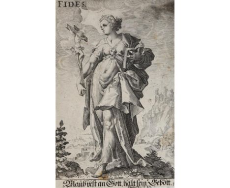 Goltzius, Hendrick: (1558 Bracht - Haarlem 1616/17) nach. Fides (ob. li.). Kupferstich auf Bütten mit WZ, 17. Jh. Blgr. 21,4 