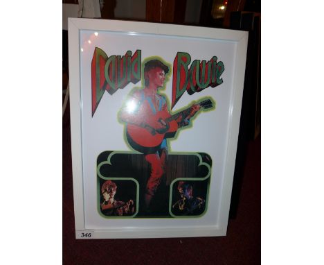 A glazed and framed art print featuring David Bowie 33 x 43cm