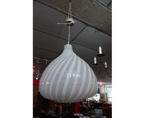 A large vintage translucent glass ceiling light
