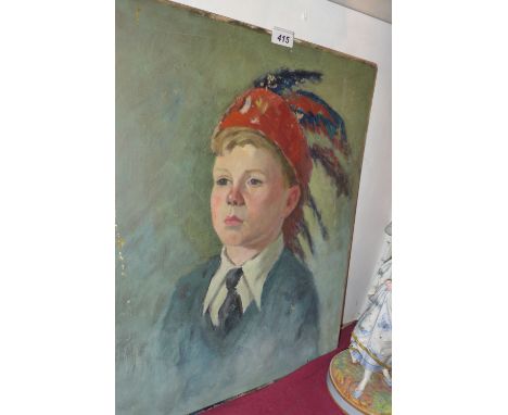 Ashcan School (America) a fine 20th century portrait study of a boy, oil on board 