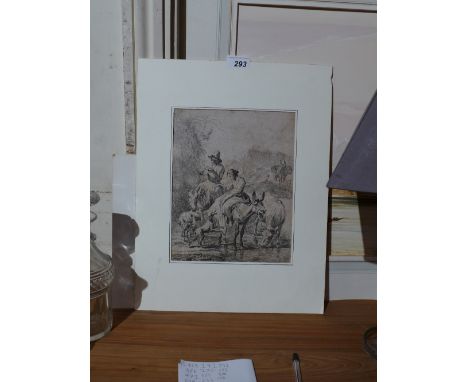 Nicoles (Claesz) Bercham 1620 - 83, mounted but unframed etching 