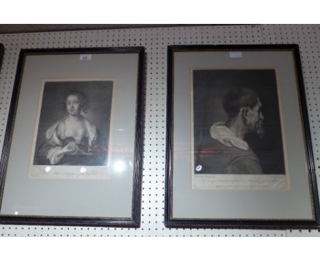 Franz Hals, an antique etching portrait from a picture in the possession of Mr Reynolds, together with a Don Diego Valesco et