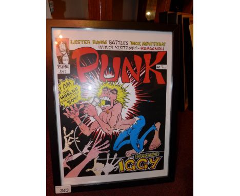 A glazed and framed art print 'Punk' magazine featuring Iggy and the Stooges 33 x 43cm
