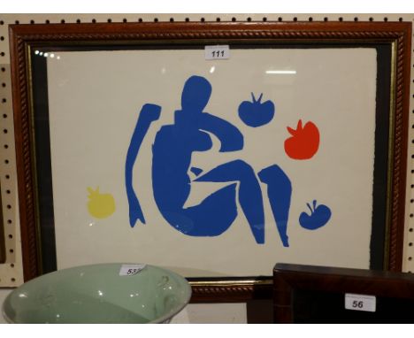 A Henri Matisse lithograph depicting a seated figure, framed 