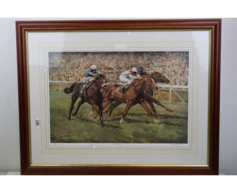 David French greyhound racing print ' Catch Me If You Can ' signed in pencil, one other Winter Morn and a Margaret Barrett li