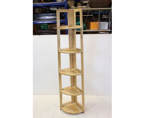 Modern Beech Folding Corner Shelf Unit, 163cms high 