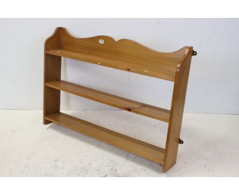 Pine Three Tier Hanging Shelf, 106cms long x 77cms high 