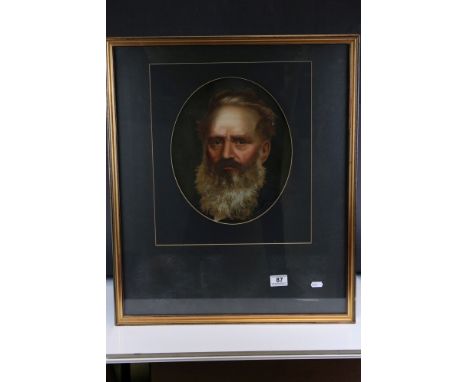 A. Glass mid 19th century oil on canvas portrait of a bearded man inscribed verso A. Glass Artist Burslem 1868. 33 x 26 cm 