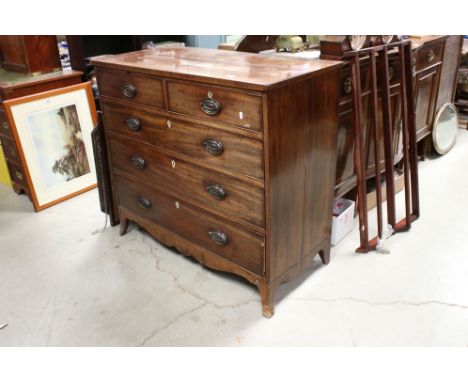 Early 19th century Mahogany Chest of Two Short over Three Long Drawers raised on swept bracket feet, 109cms long x 100cms hig