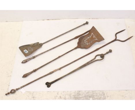 Set of Three Steel Fire Tools together with Three further Fire Tools 