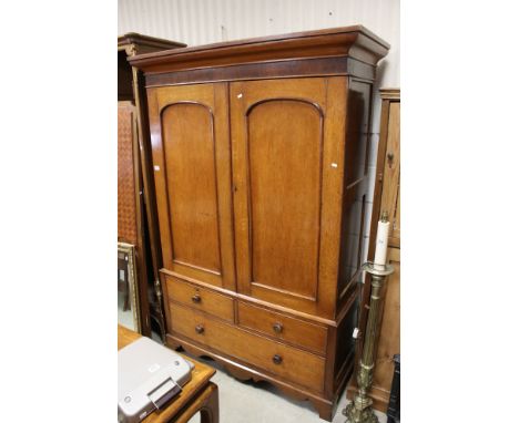 Early 19th century mainly Oak Cupboard (later converted to a wardrobe), two panel doors opening to a hanging space and shelve