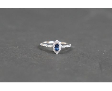 18ct white gold sapphire and diamond set ring of approx. half a carat 