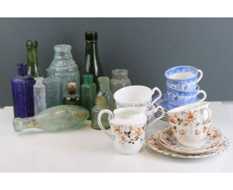 A large collection of porcelain part tea sets to include Meissen cups and saucers. 