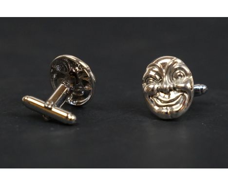 Pair of silver Humpty Dumpty cufflinks, stamped Sterling 