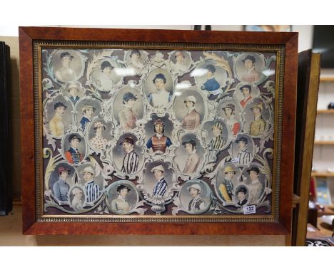 A framed and glazed Jockey Club Anson Martin Coloured print of 19th century Jockeys  55 x 72 cm. 