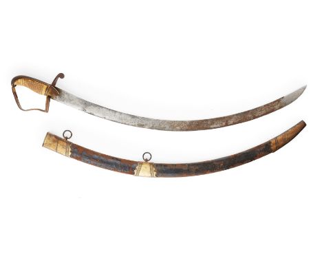 Y STIRRUP HILTED LIGHT CAVALRY OFFICERS SABRE CIRCA 1803 with a chequered ivory grip and curved single edged blade with origi