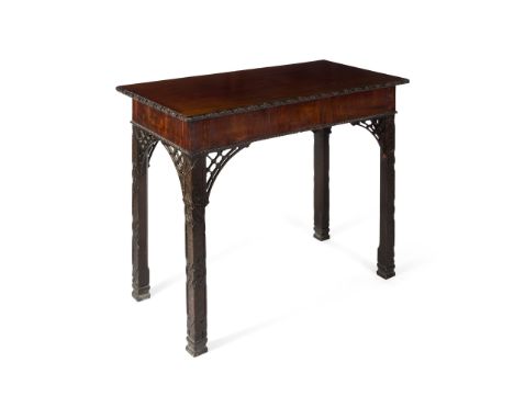 EARLY GEORGE III 'CHINESE CHIPPENDALE' SIDE TABLE 18TH CENTURY the rectangular top above a blind fret carved frieze, raised o