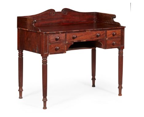 REGENCY MAHOGANY WASHSTAND EARLY 19TH CENTURY the top with a three-quarter gallery above an arrangement of five drawers and a