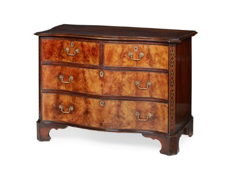 GEORGE III STYLE MAHOGANY SERPENTINE COMMODE EARLY 20TH CENTURY the serpentine top with a moulded edge over two short and two