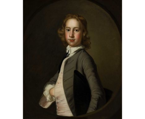 THOMAS HUDSON (BRITISH 1701-1779) HALF LENGTH PORTRAIT OF HENRY COURTHOPE CAMPION OF DANNY B.1734 Oil on canvas, feigned oval