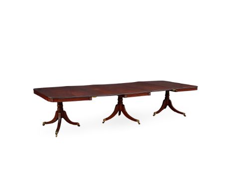 REGENCY MAHOGANY DINING TABLE EARLY 19TH CENTURY the rectangular top with rounded ends and reeded edge, above the frieze with