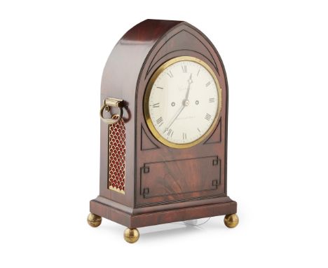 REGENCY MAHOGANY BRACKET CLOCK, GOODMAN, KENTISH TOWN EARLY 19TH CENTURY the cream enamel dial with Roman numerals and two wi