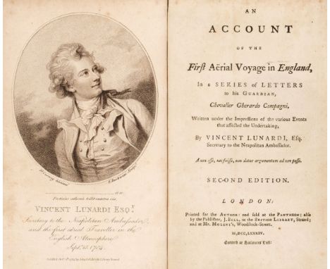 Lunardi (Vincenzo). An Account of the First Aerial Voyage in England, in a series of letters to his guardian, Chevalier Ghera