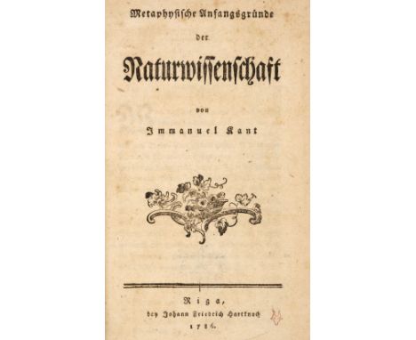 Kant (Immanuel). Metaphysische Anfangsgrunde der Naturwissenschaft, 1st edition, Riga, Johann Friedrich Hartknoch, 1786, xxiv