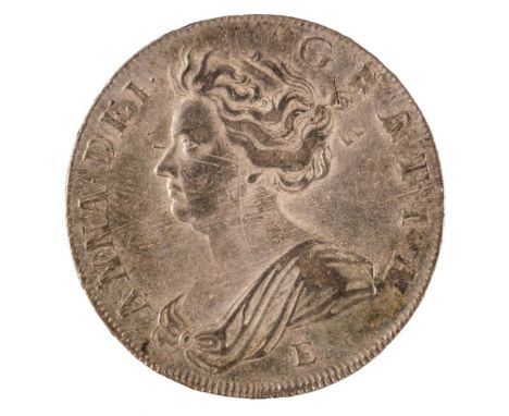 * Great Britain. Anne (1702-14). Halfcrown, 1707 E. Edinburgh Mint. SEXTO Edge. Shilling, 1712. Roses and Plumes in angles, t