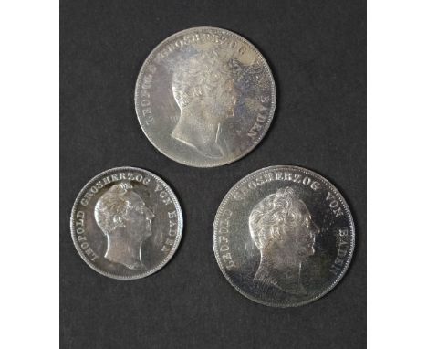 * Grand Duchy of Baden. One Gulden, 1840 (2), Half Gulden, 1840, all with proof-like qualities, uneven tone with some light m