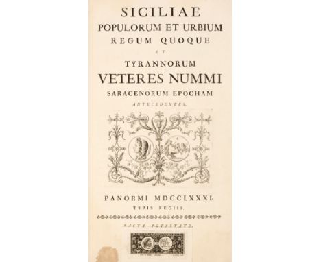 Castelli (Gabriele Lancillotto, principe di Torremuzza). Siciliae populorum et urbium regum quoque et tyrannorum veteres numm