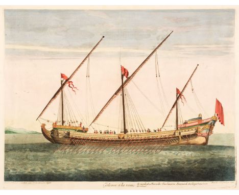 * Marine. Sbonski de Passebon (Henri ), Galeasse a la rame, Laurent Bremond, Marseille, circa 1693, hand-coloured engraving b