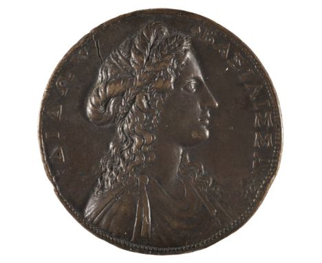 * Italy, Rome. Dido, Queen of Carthage. AE Medal. By Alessandro Cesati, “il Grechetto,” fl. 1538-1564. An old cast. Draped bu