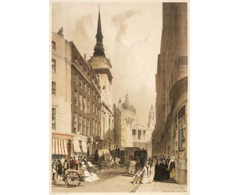 * London. Shotter Boys (Thomas), St Pauls from Ludgate Hill, Charles Hullmandel, 1842, hand-coloured lithograph, 445 x 315 mm