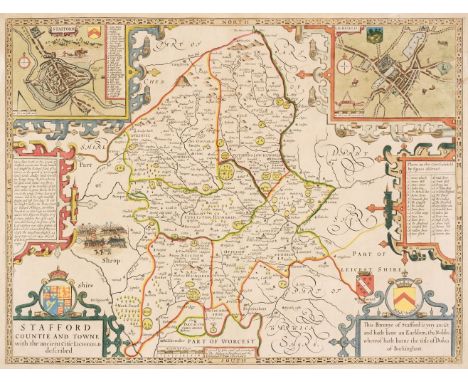 * Staffordshire. Speed (John), Stafford Countie and Towne with the ancient Citie Lichfield described, Thomas Bassett &amp; Ri