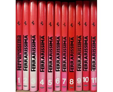 Madaro (Giancenzo, editor). Ferrarissima, volumes 1-11, Milan: Automobilia, 1984-89, colour and monochrome illustrations, fol