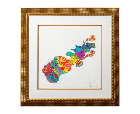 This beautiful abstract print of a guitar was taking directly from an original watercolor pen drawing by Jimmy Hendrix from a